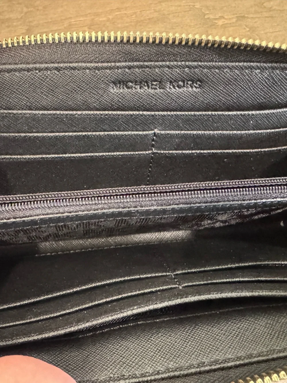 Michael Kors black Zip-Around Leather Wallet